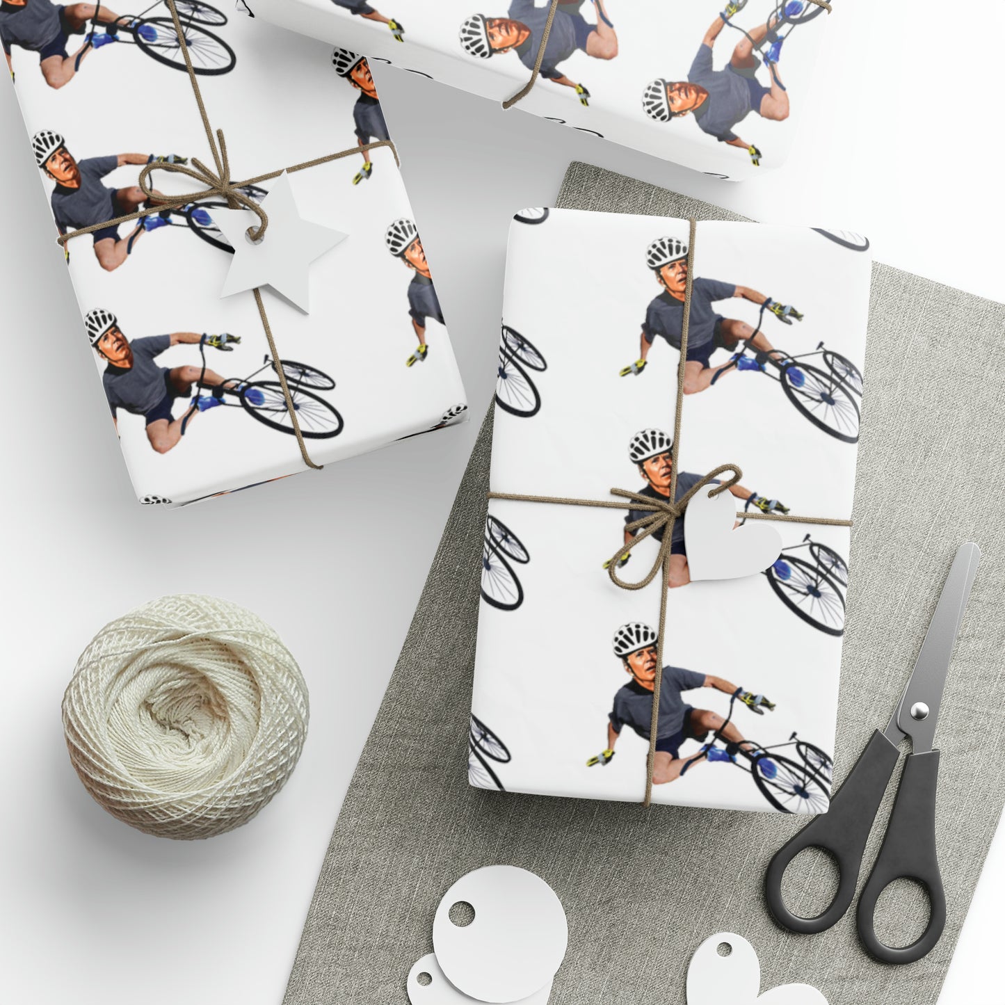 Let's Go Brandon Wrapping Paper - Hilarious Gift Wrap Biden Falling off Bike Christmas Gift Wrap