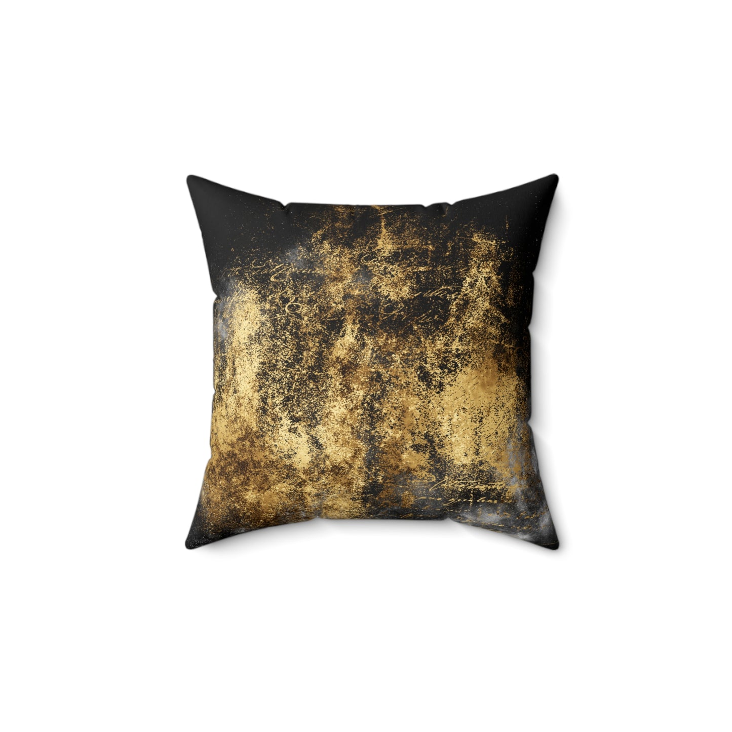 Bold Beautiful Black Gold Print Faux Suede Soft Square Pillow