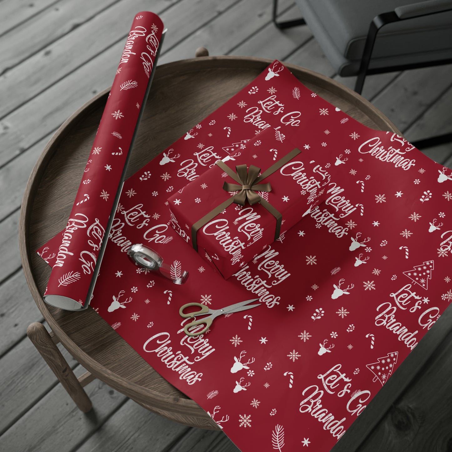 Red Christmas Gift Trump Wrapping Paper Trump Christmas Gift Let's Go Brandon Gift Wrap