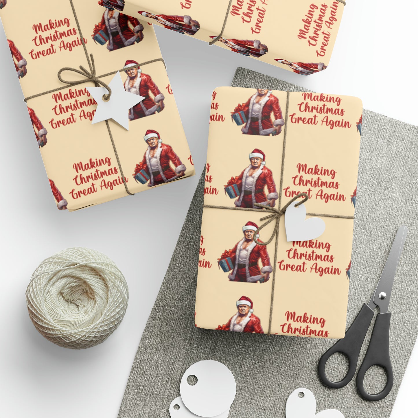 Buff Santa Trump Gift Wrap Merry Christmas Gift Wrap Elf Funny Trump 2024 Trump Wrapping Paper Trump Christmas