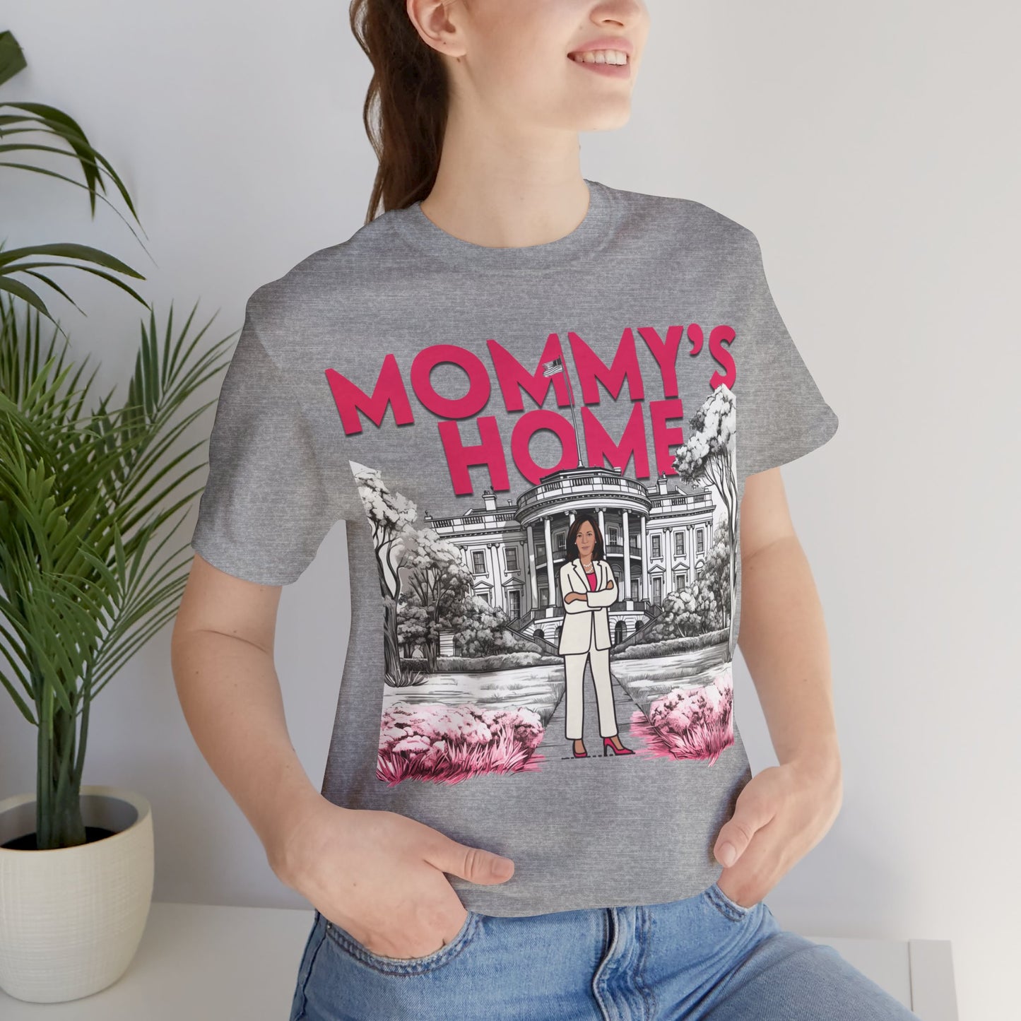 Kamala Mommy's Home Shirt, Kamala Shirt, Bella Canvas 3001 Unisex T-Shirt Vote Kamala Harris President, Kamala Pink White House, Kamala 2024