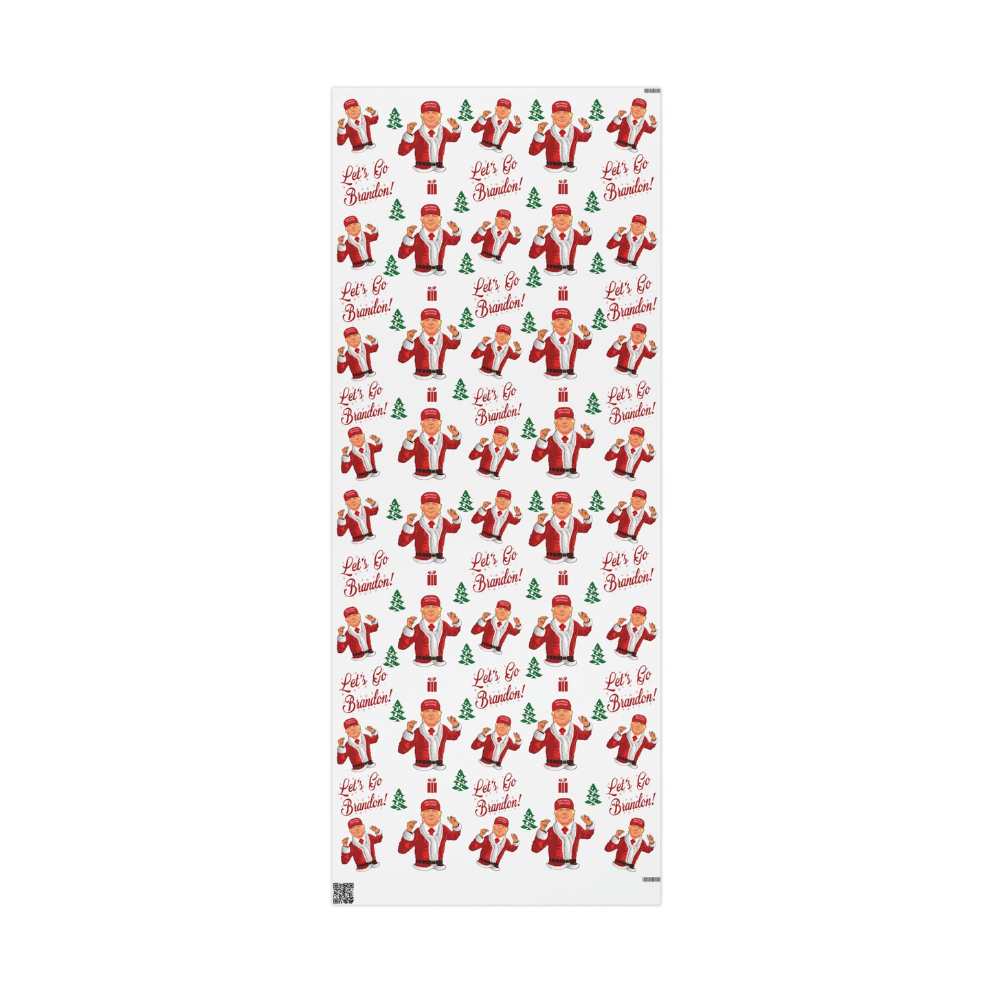 Jolly Trump Gift Wrap for Christmas - Joe Let's Go Brandon Gift - Santa Trump White Wrapping Paper