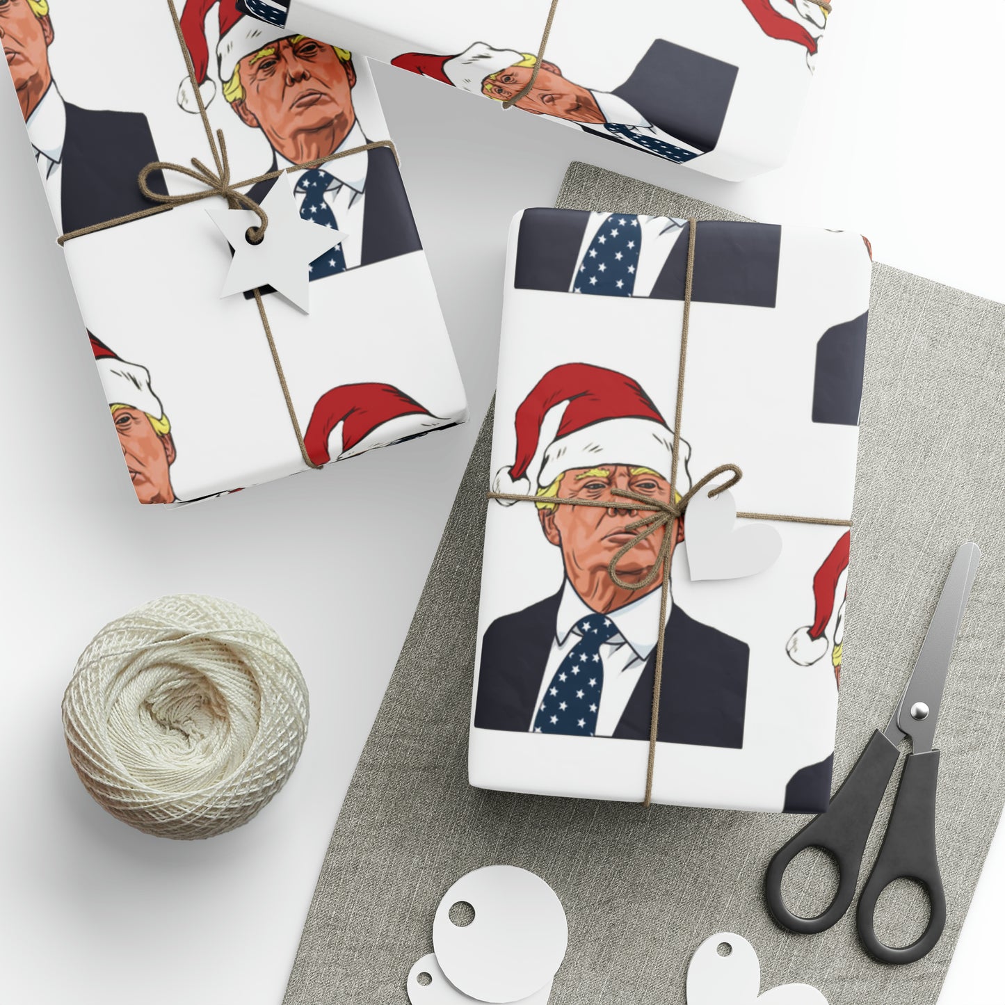 Santa Trump Wrapping Paper for Gifts - Pro Trump Christmas Gift Wrap Christmas Trump 2024 Santa Hat