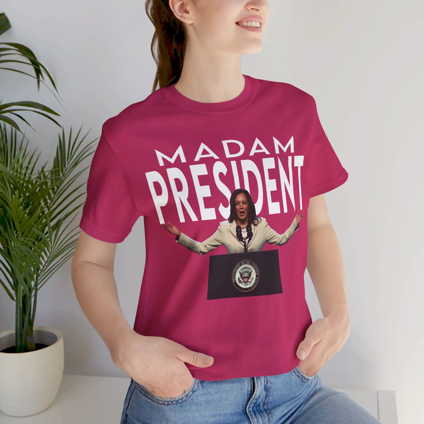 Madam President Kamala Harris, Bella Canvas 3001 Unisex T-Shirt, Kamala Shirt, Kamala DNC Shirt - Anti Trump, Democracy Shirt, Kamala Shirt