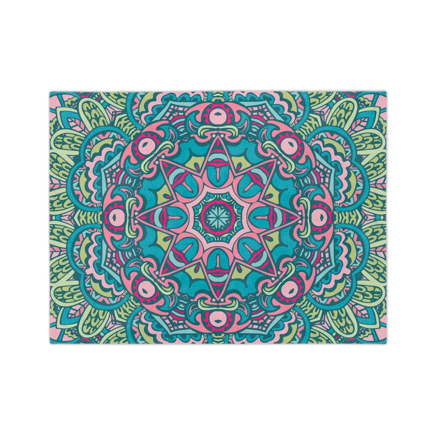 Glimmery Green Blue Purple Mandala Throw Sofa Bed Blanket - Soft Thick Velveteen Minky Throw Blanket