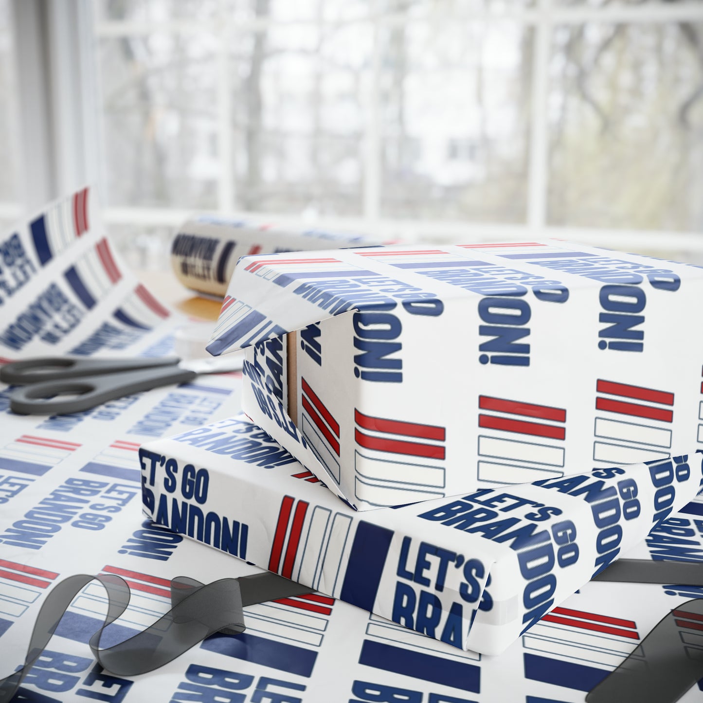 Let's GO Brandon Racing Style USA Wrapping Paper for Gifts - Trump Christmas Wrapping Paper
