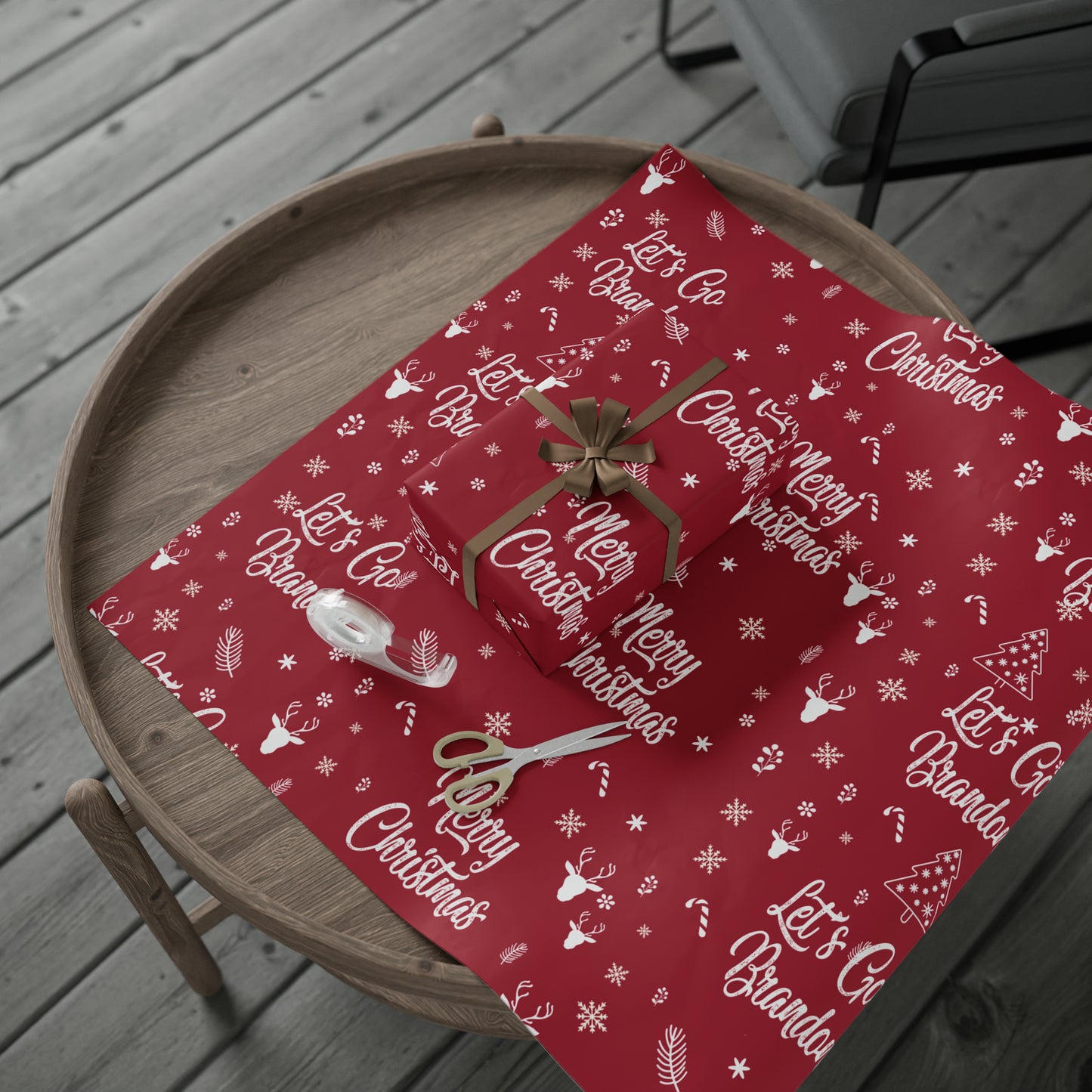 Red Christmas Gift Trump Wrapping Paper Trump Christmas Gift Let's Go Brandon Gift Wrap