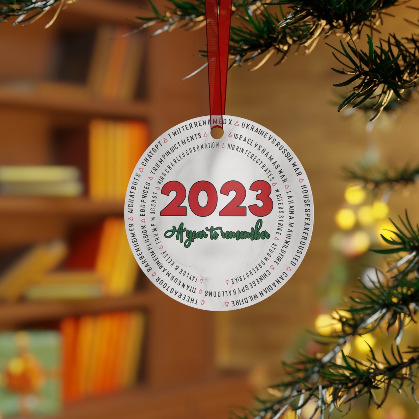 Commemorative 2023 Christmas Ornament 2023 Keepsake Ornament Lightweight Shaterproof Metal Ornament
