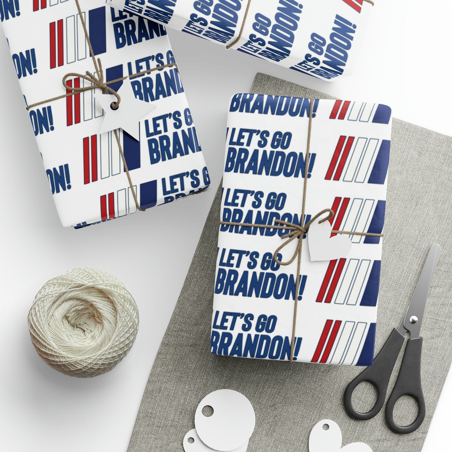 Let's GO Brandon Racing Style USA Wrapping Paper for Gifts - Trump Christmas Wrapping Paper
