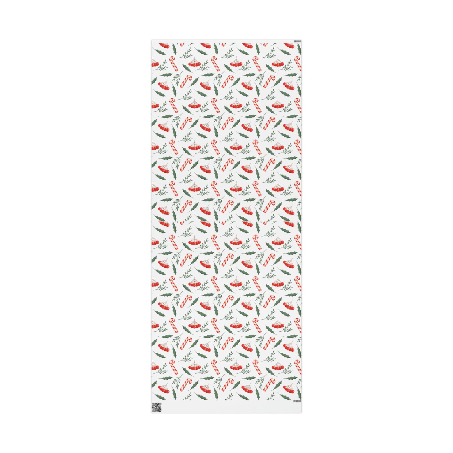 Candy Cane Holly Pastel Christmas Gift Wrap - Christmas Wrapping Paper