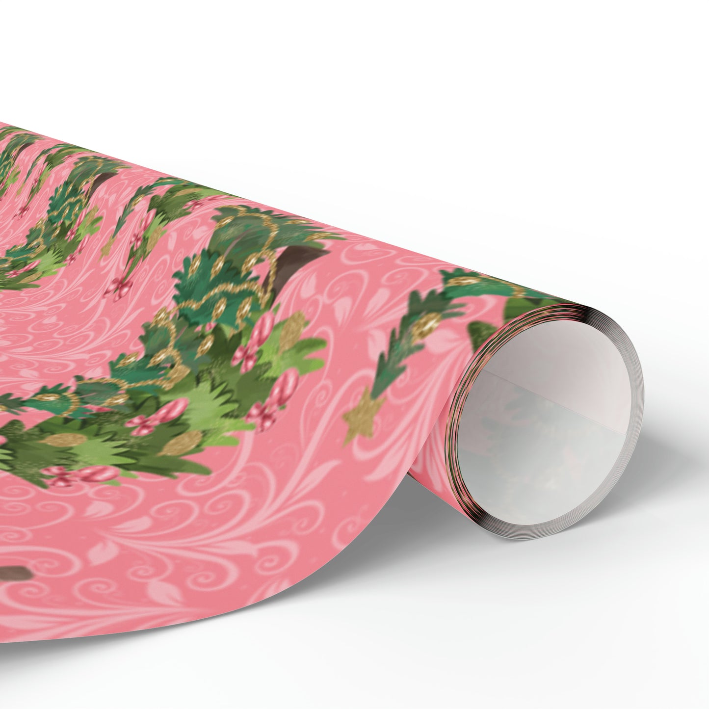 Beautiful Christmas Tree Pink Gift Wrap - Pink Wrapping Paper Christmas Trees