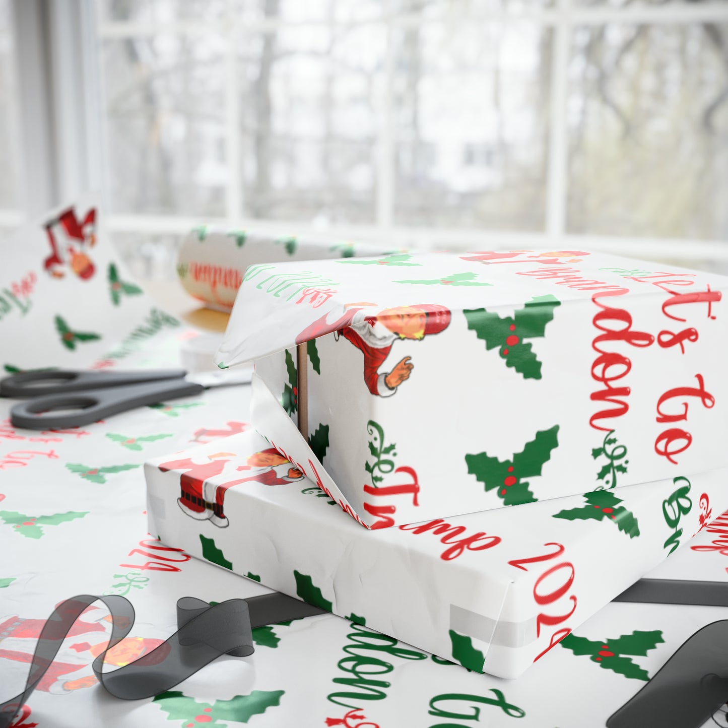 Christmas Trump 2024 Let's Go Brandon Wrapping Paper for Gifts
