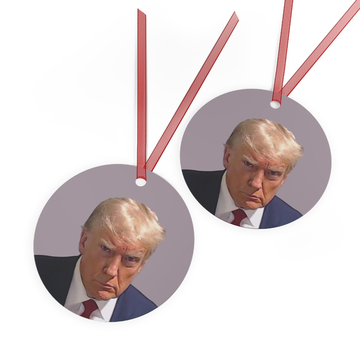 The Christmas Trump Mugshot 2023 Keepsake Metal Ornaments Double Sided