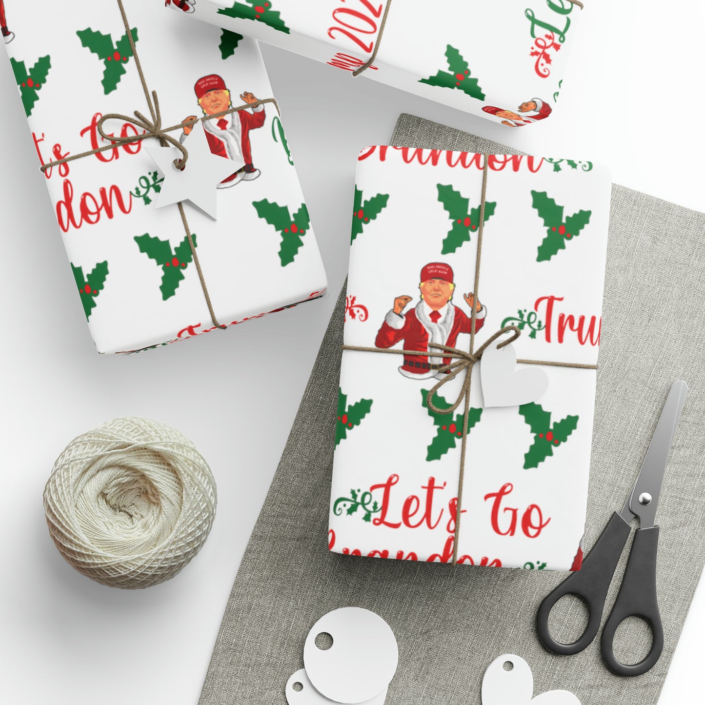 Christmas Trump 2024 Let's Go Brandon Wrapping Paper for Gifts