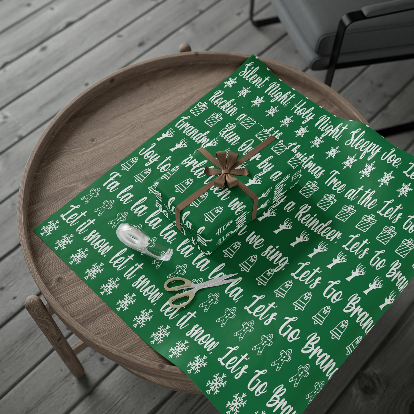Funny Let's Go Brandon Christmas Gift Wrap Green - Brandon Trump Gift Wrap Funny Green Wrapping Paper