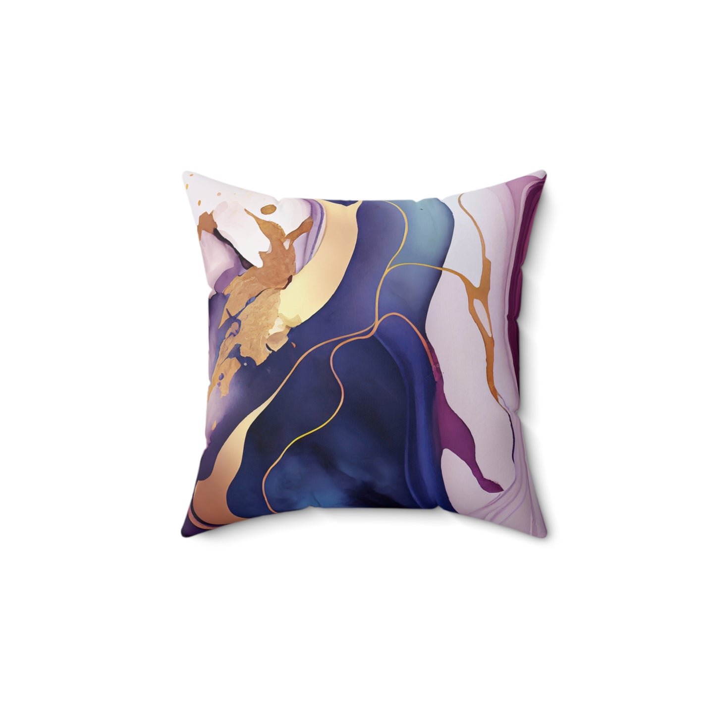 Amazing Marble Print Blue Pink Purple Gold Marble Pattern Spun Polyester Square Pillow