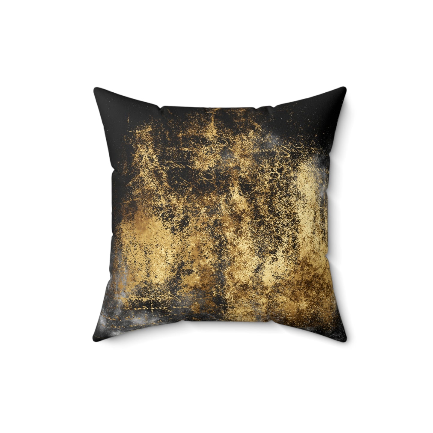 Bold Beautiful Black Gold Print Faux Suede Soft Square Pillow
