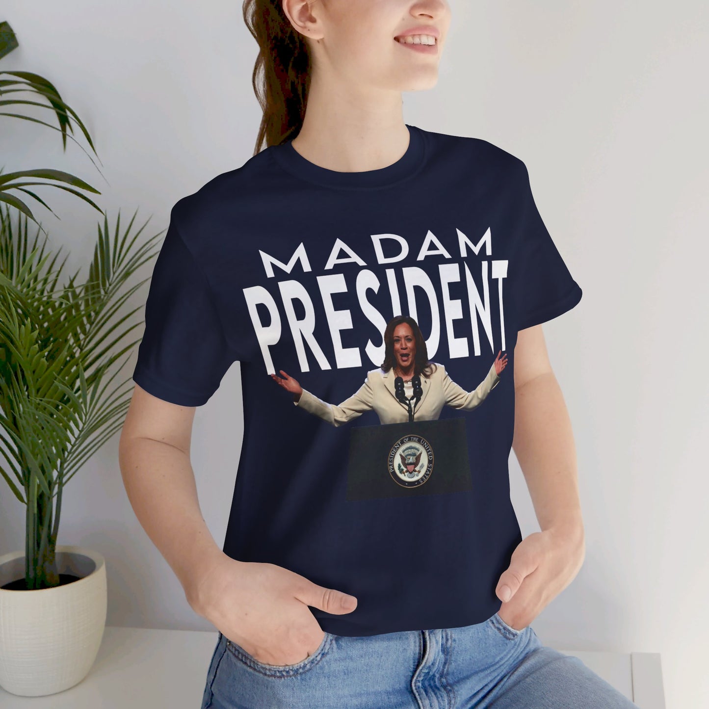 Madam President Kamala Harris, Bella Canvas 3001 Unisex T-Shirt, Kamala Shirt, Kamala DNC Shirt - Anti Trump, Democracy Shirt, Kamala Shirt