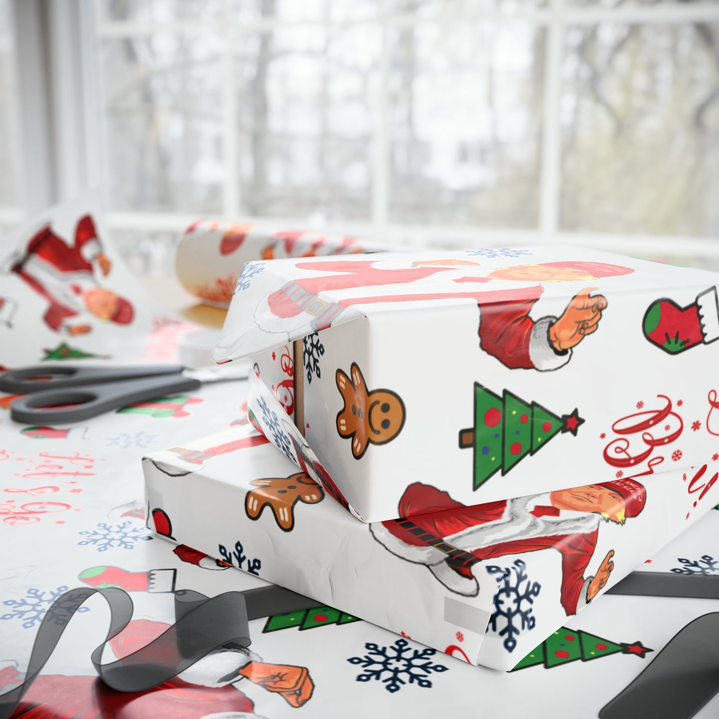 MAGA Trump Wrapping Paper for Gifts - Pro Trump Let's Go Brandon Christmas Gift Wrap