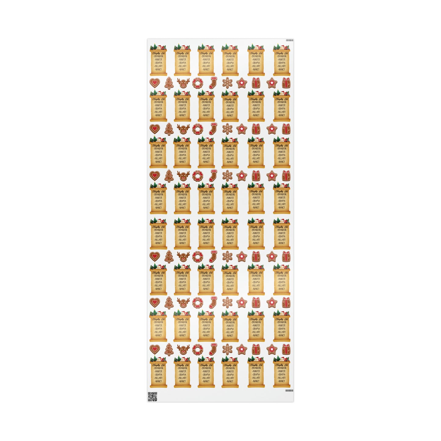 Great Funny Trump Wrapping Paper for Gifts - Pro Trump Naughty List Gingerbread Christmas Gift Wrap