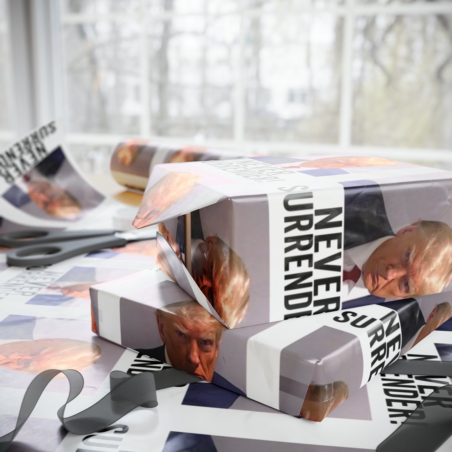 Trump Mugshot Gift Wrap Never Surrender Gift Wrap Trump 2024 Gift Wrap