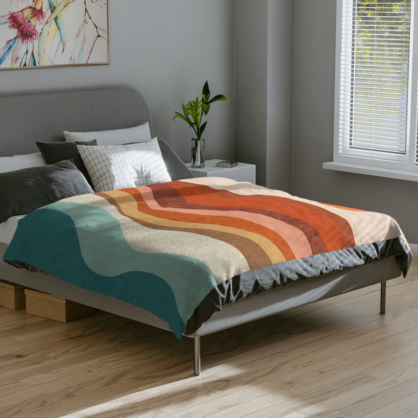 Retro Style Mountain Sun Dunes Throw Sofa Bed Blanket - Soft Thick Velveteen Minky Throw Blanket