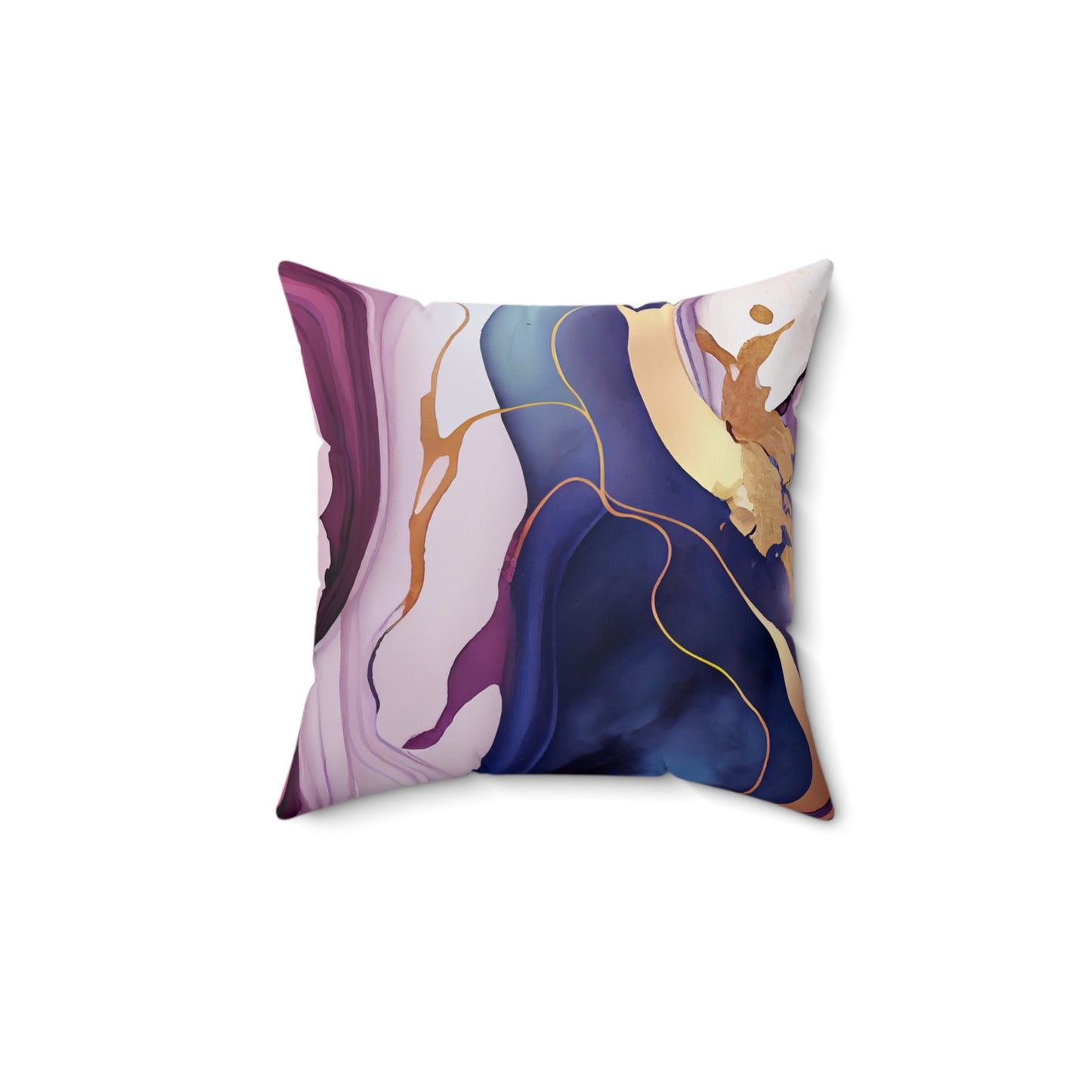Amazing Marble Print Blue Pink Purple Gold Marble Pattern Spun Polyester Square Pillow