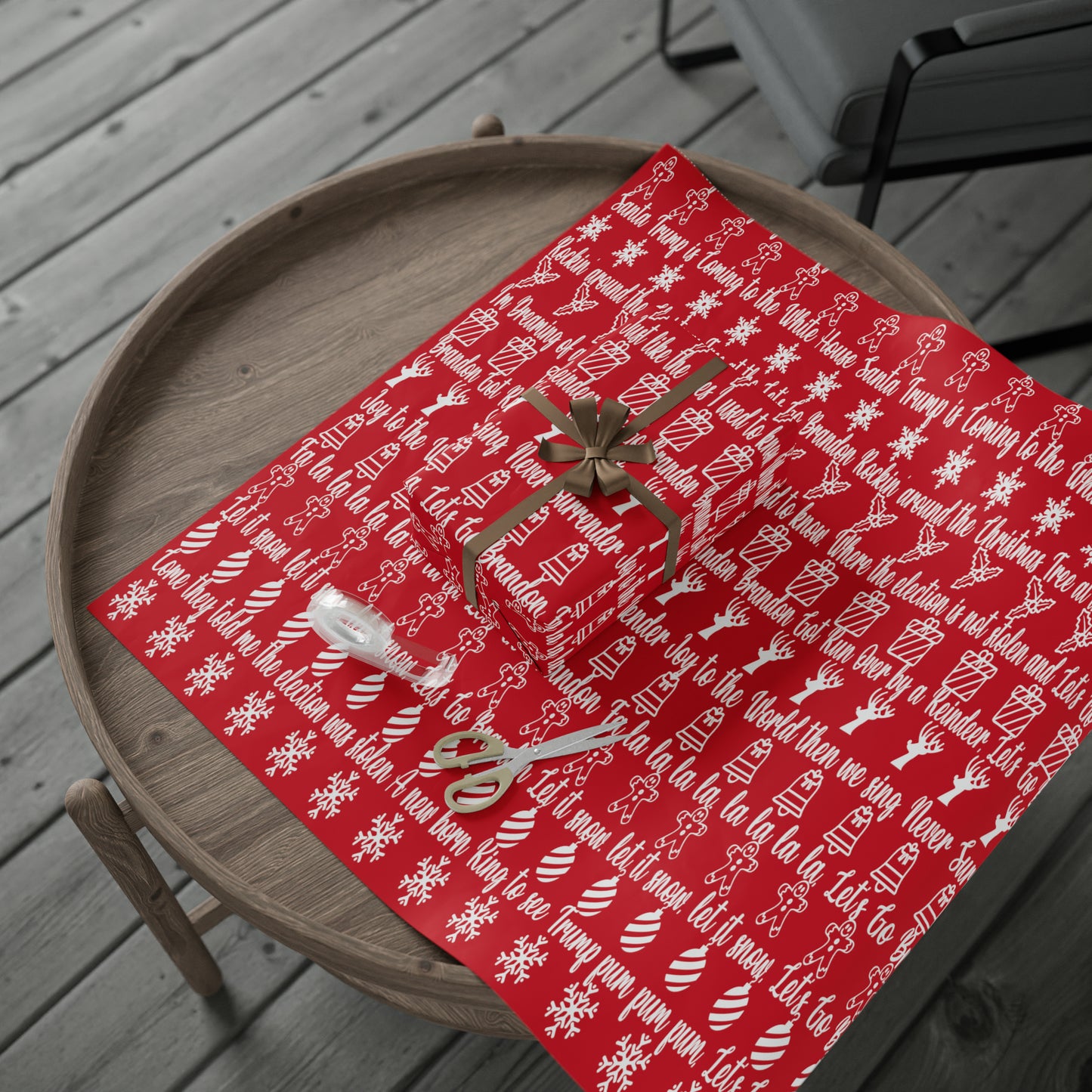 Let's Go Brandon Christmas Gift Wrap Red 2023 Version Pro Trump Gift Wrap Funny Christmas Songs