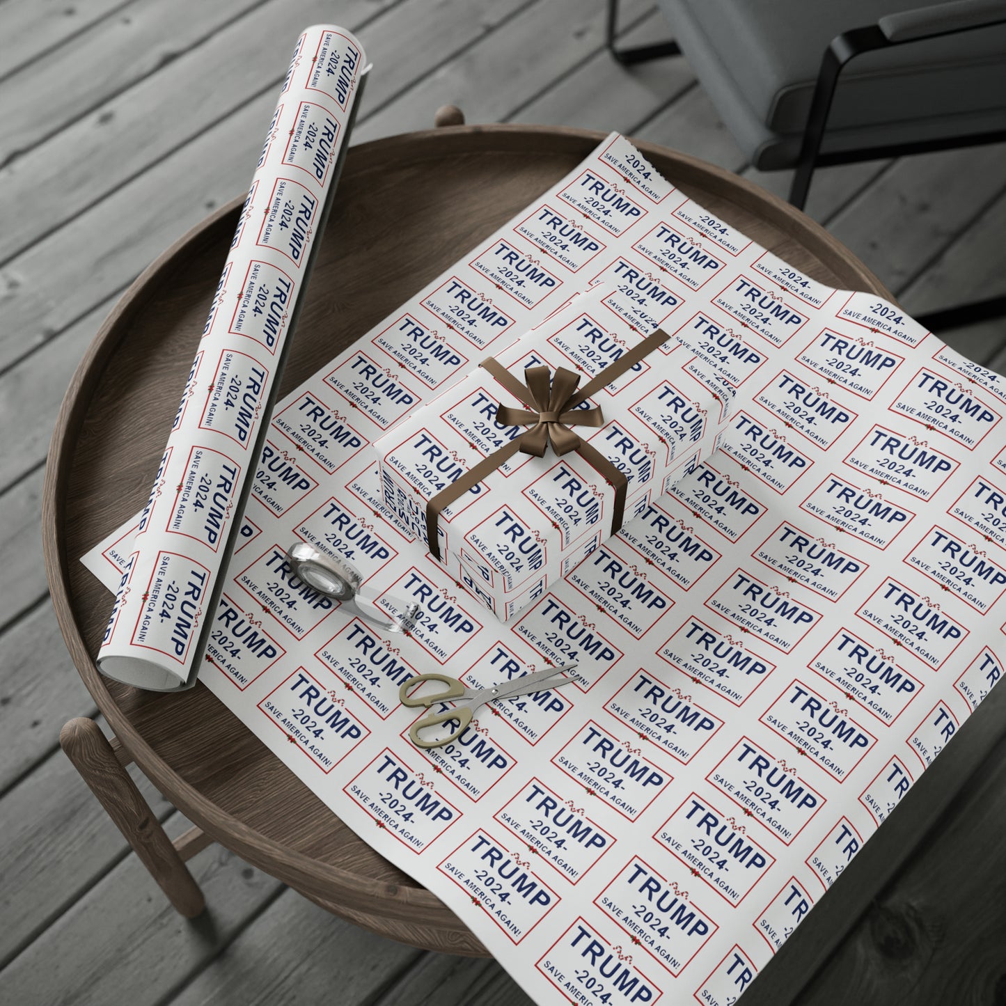 Great Trump Christmas Gift Trump Wrapping Paper Trump 2024 Save America Again Christmas Candy Cane Gift Wrap