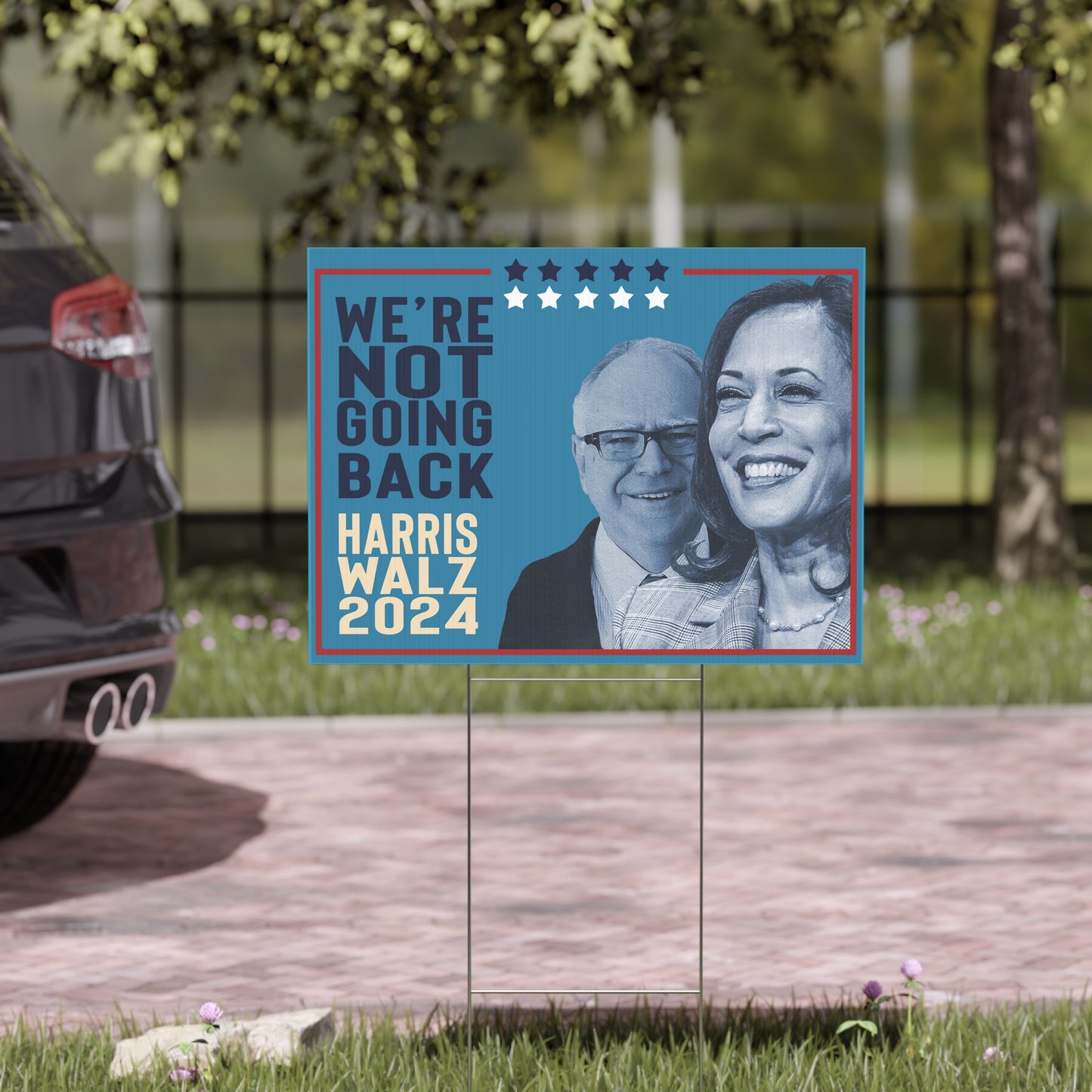 Kamala Harris Tim Walz Election Campaign Sign, Harris Walz 2024 Yard Sign with Stand, Kamala Sign, We’re Not Going Back, Double Sided Lawn Sign 18" x 24"