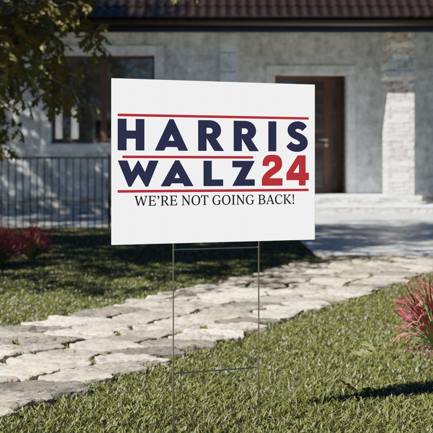 Kamala Harris Walz VP, Tim Walz VP Pick, Harris 2024 Yard Sign with Stand, Kamala Sign, We're Not Going Back, Lawn Sign 18" x 24"