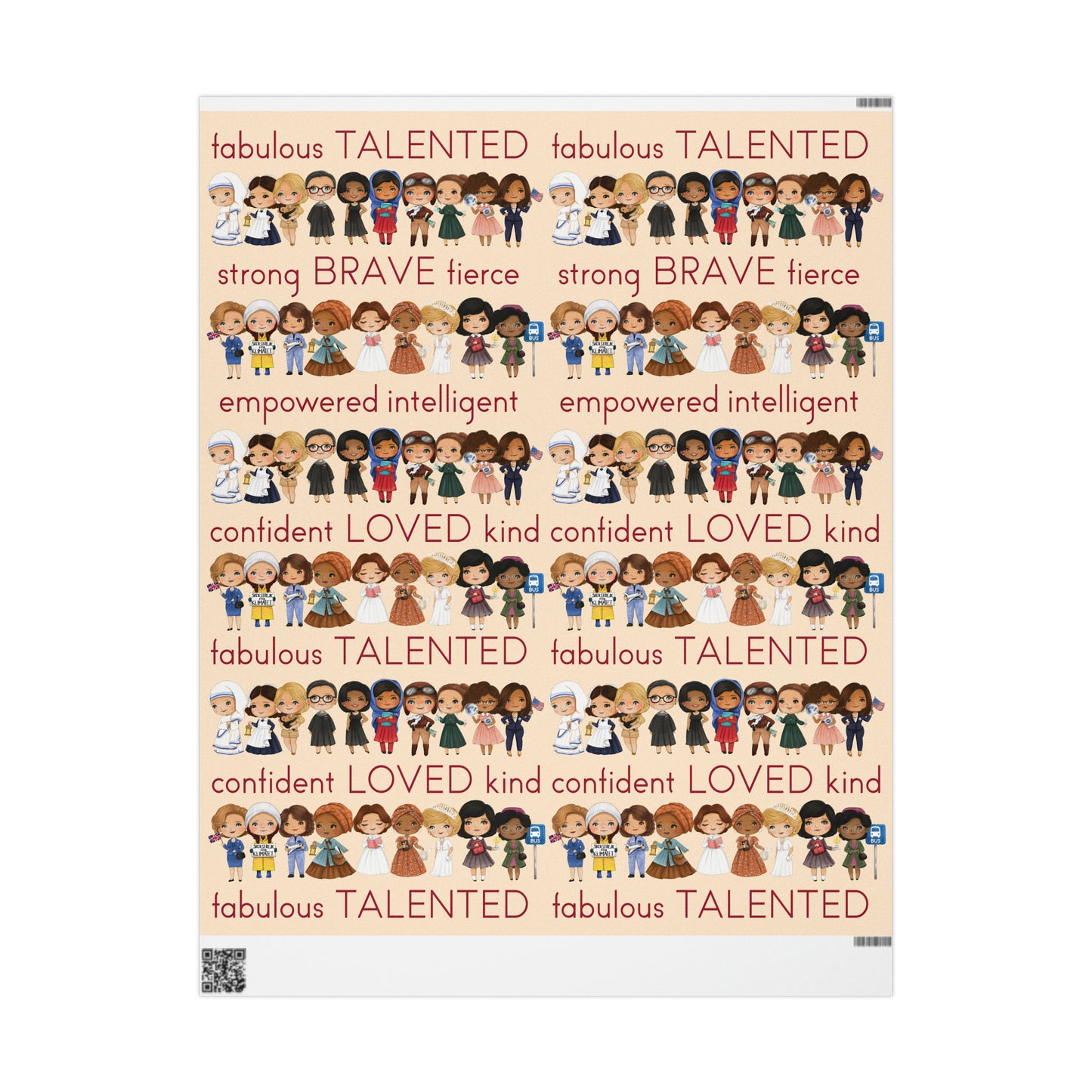 Inspirational Women with Empowering Words Gift Wrap - Strong Influential Women Wrapping Paper
