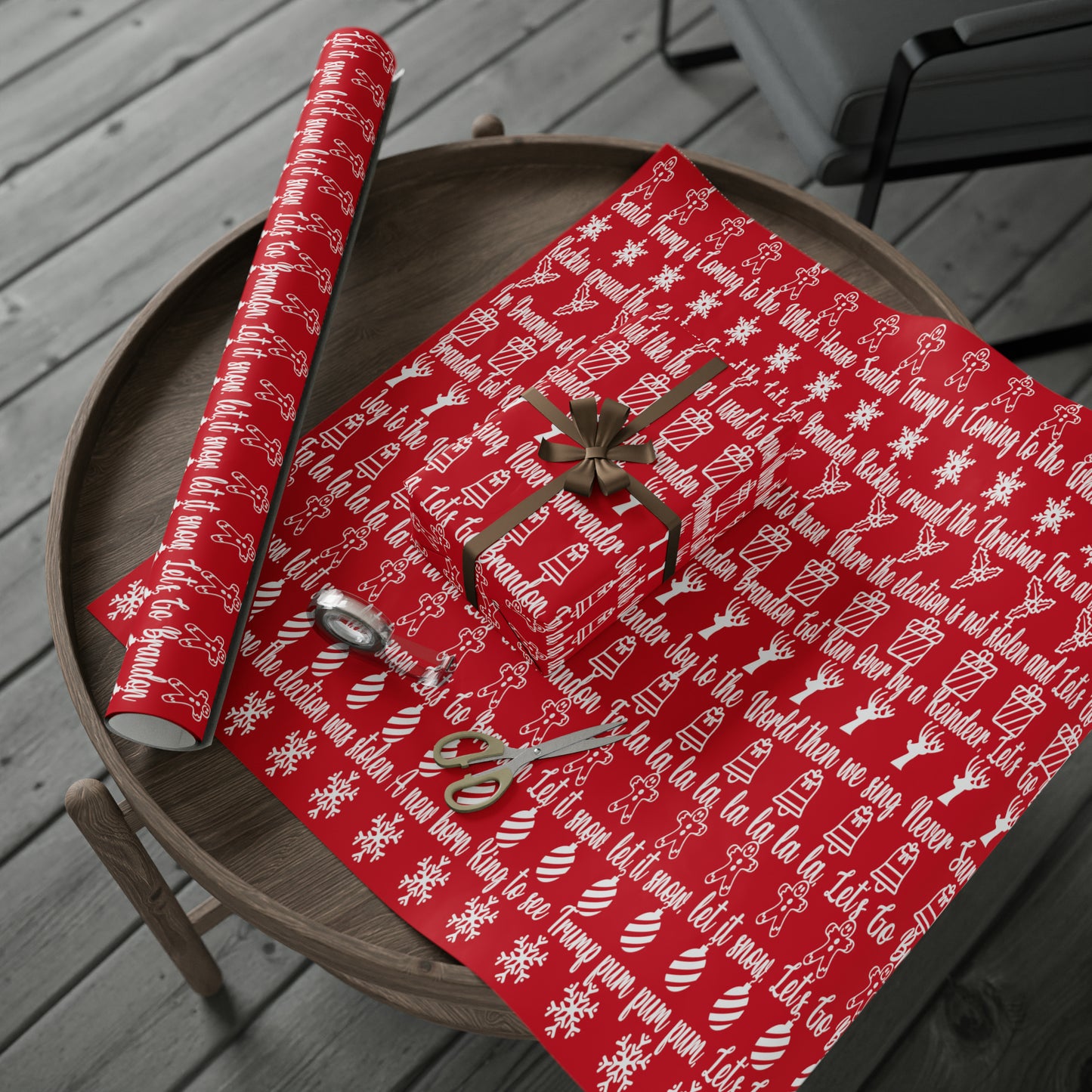 Let's Go Brandon Christmas Gift Wrap Red 2023 Version Pro Trump Gift Wrap Funny Christmas Songs