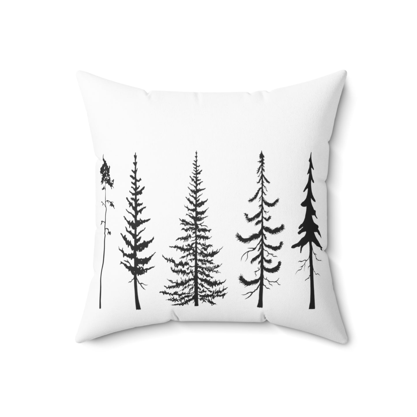 Hiking Pillow Pine Trees Sihoulette Evergreen Trees Print Spun Polyester Square Pillow