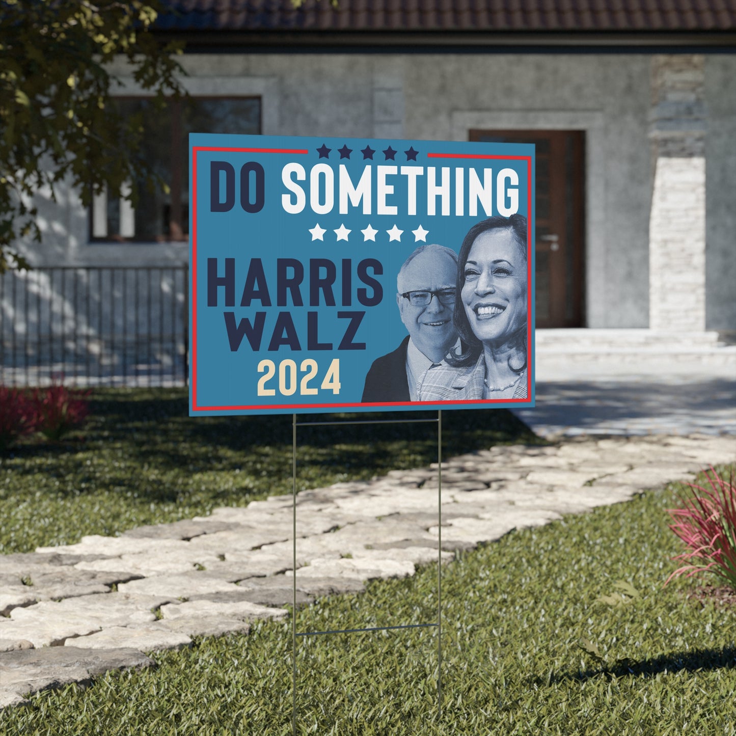 Michelle Obama Do Something, Harris Walz Lawn Sign, Double Sided Yard Sign with Stand, Kamala Yard Sign, Lawn Sign 18" x 24", Do Something