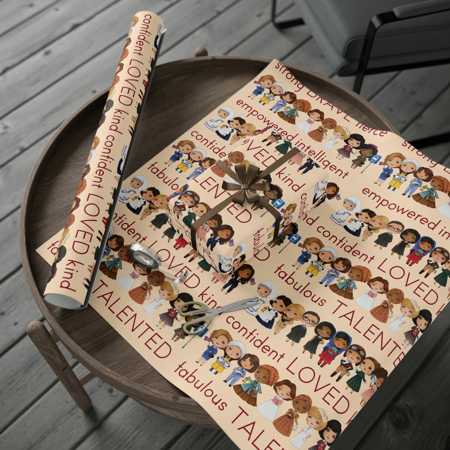 Inspirational Women with Empowering Words Gift Wrap - Strong Influential Women Wrapping Paper