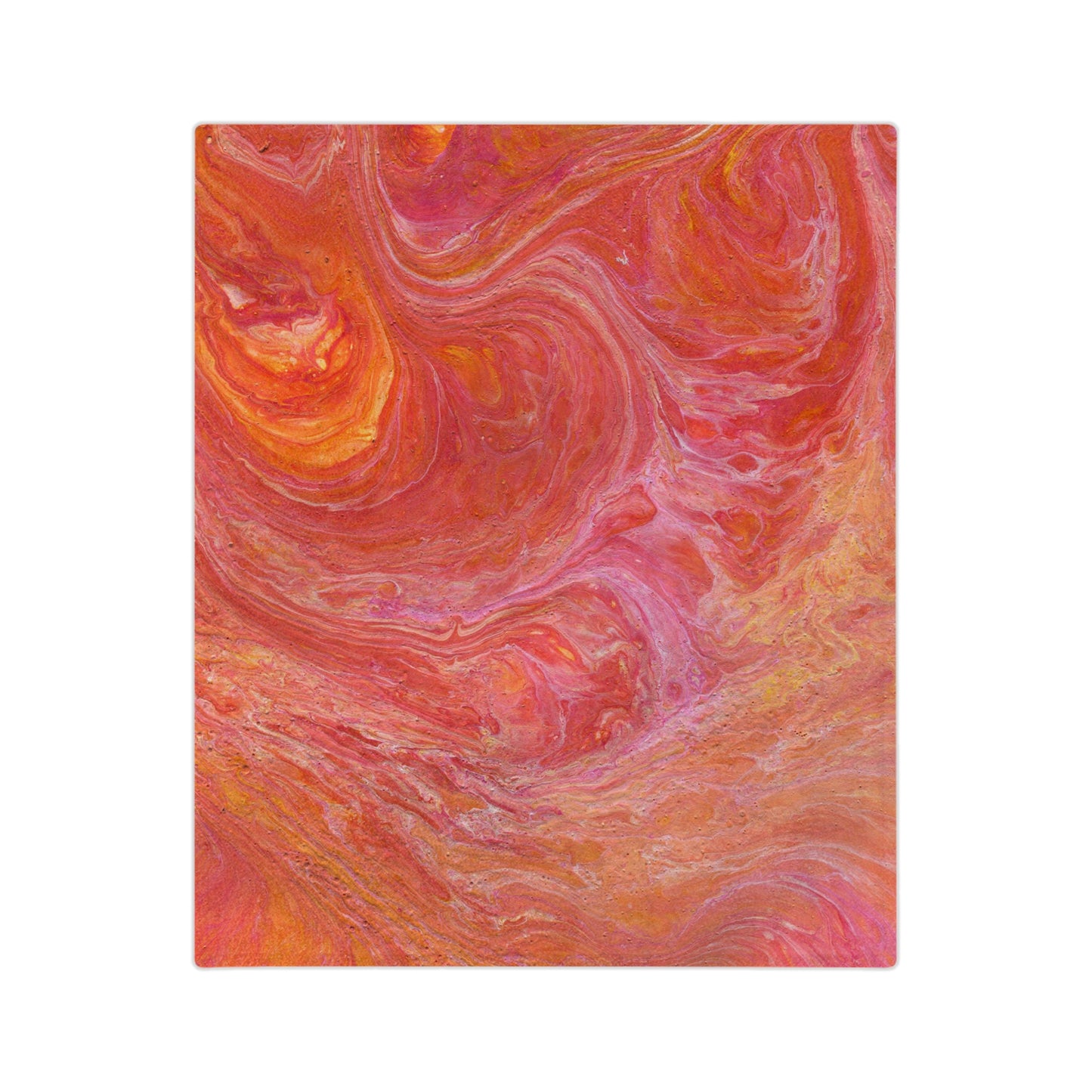 Orange Pink Hues Acrylic Fluid Pattern Style Throw Sofa Bed Blanket - Soft Thick Velveteen Minky Throw Blanket