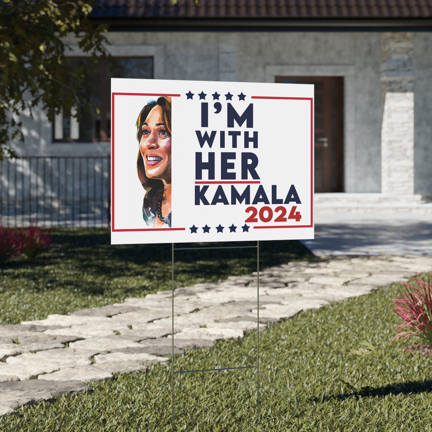 Kamala Harris 2024 Yard Sign with Stand, Kamala Sign, Vote Kamala, I'm With Her, Lawn Sign 18" x 24", Support Kamala Sign, President Kamala