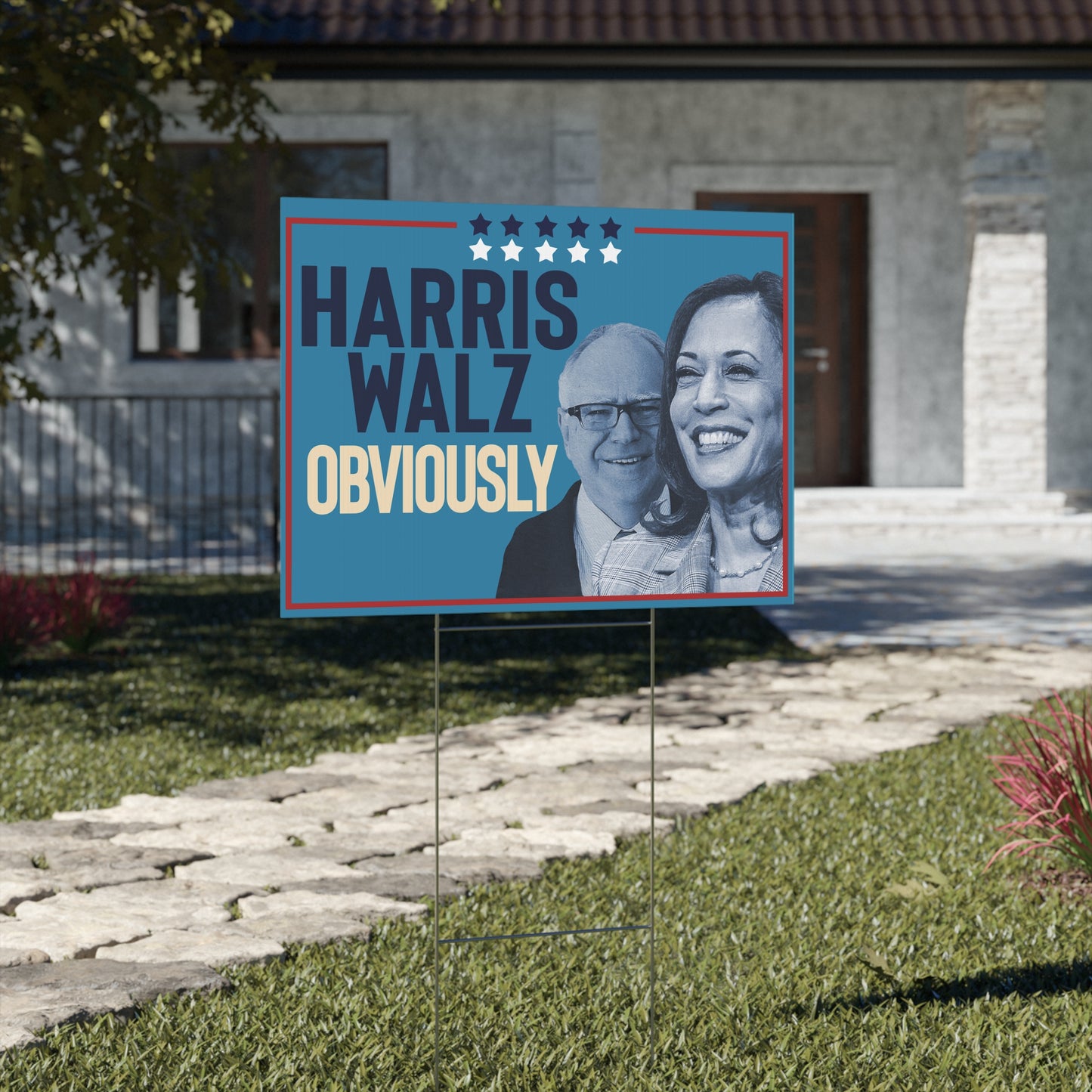 Kamala Harris Walz VP, Tim Walz VP, Harris 2024 Yard Sign with Stand, Kamala Yard Sign, Lawn Sign 18" x 24", Harris Walz Obviously
