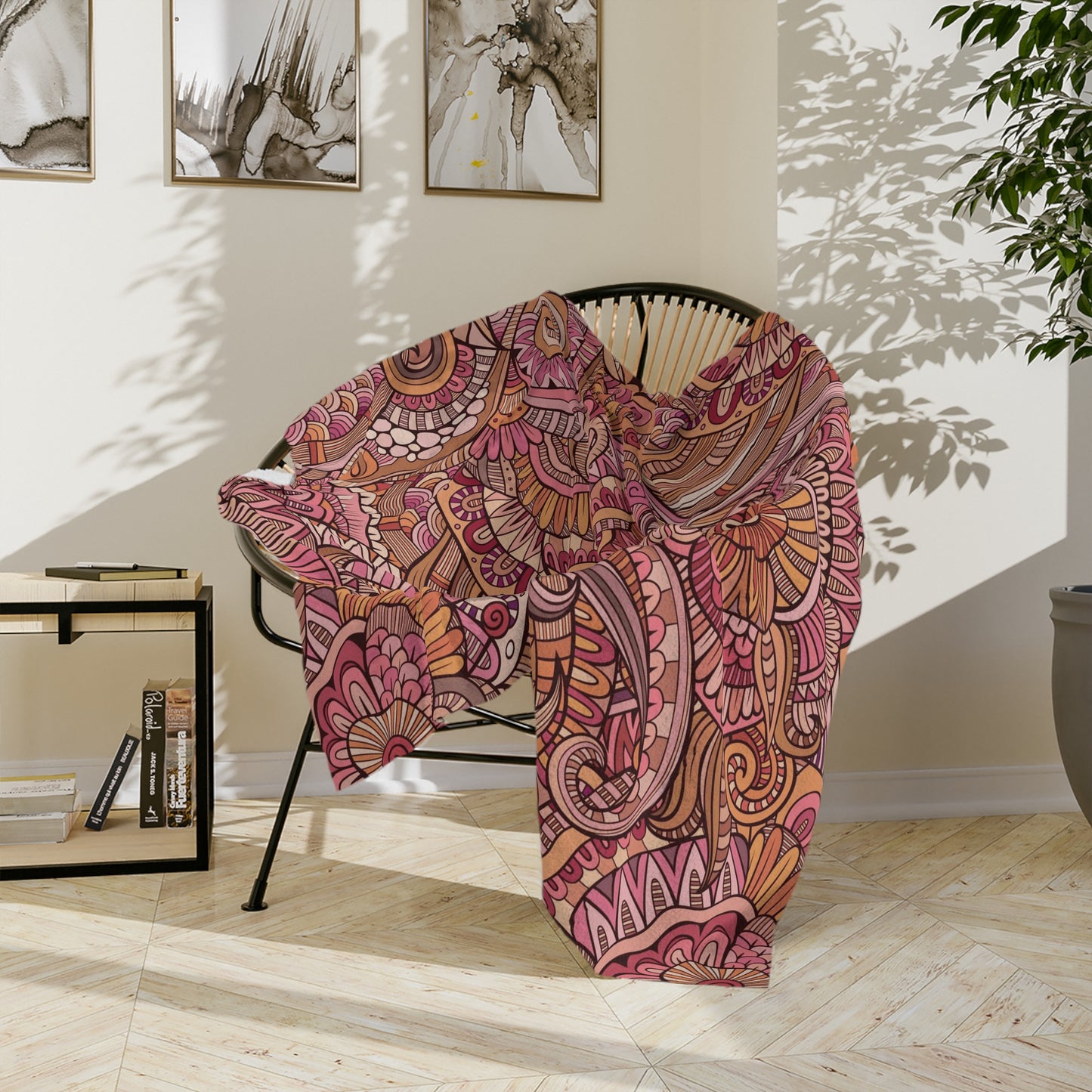Beautiful Abstract Pink Theme Floral Throw Sofa Bed Blanket - Soft Thick Velveteen Minky Throw Blanket