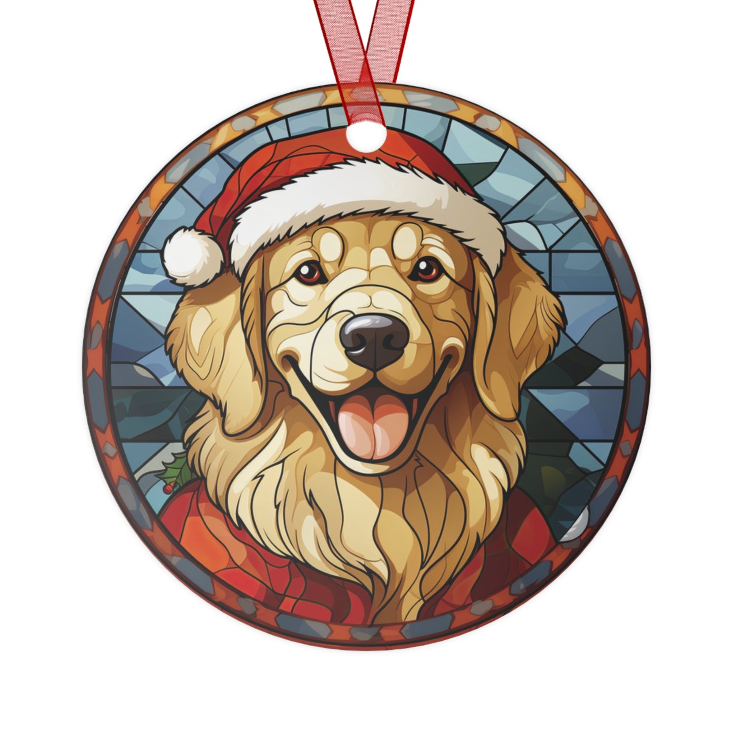 Cute Christma Dog Stained Glass Style Ornament Lightweight Shaterproof Metal Ornaments Christmas Dog Ornament Exchange Decoration Christmas