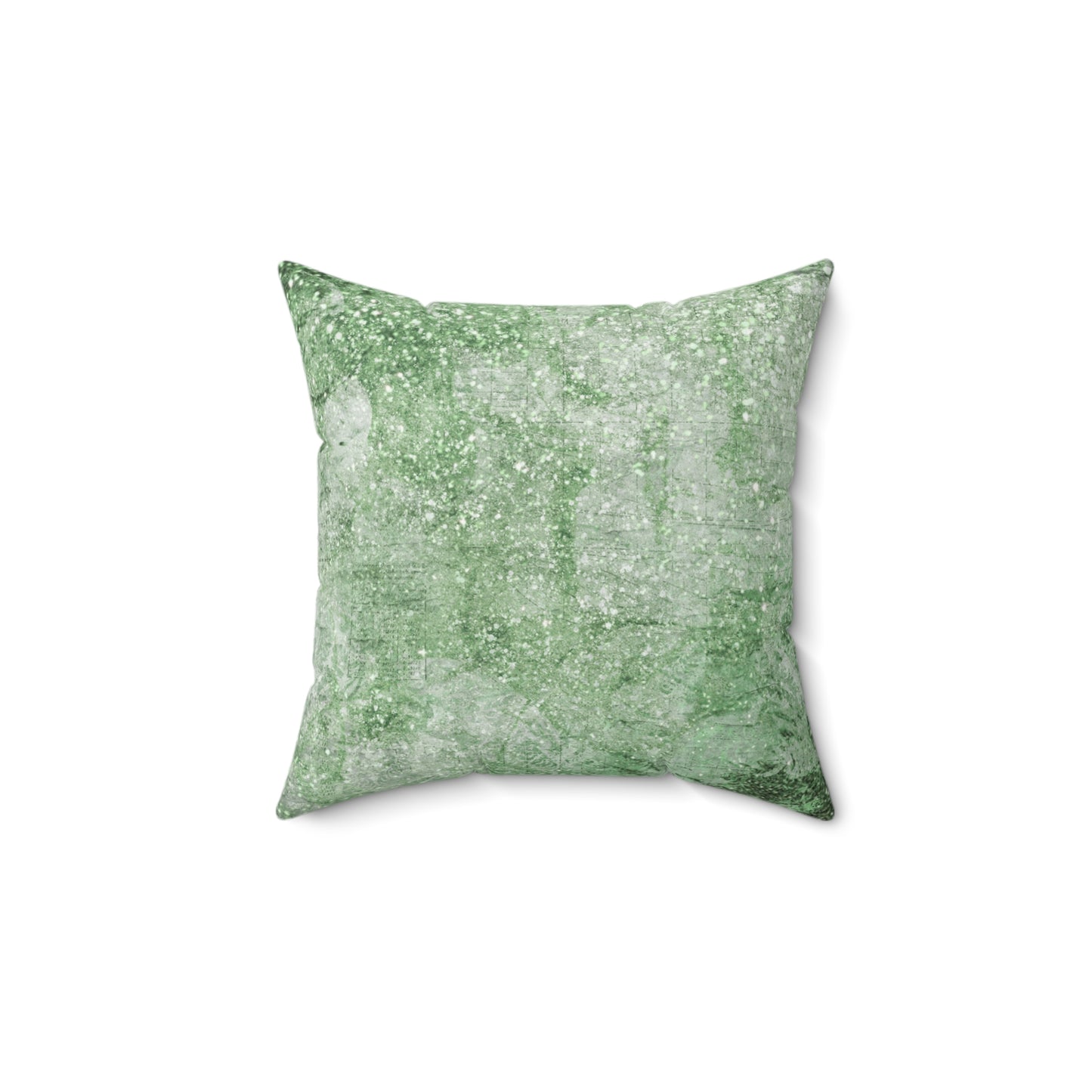 Glimmery Green Crumpled Vintage News Print Style Faux Suede Soft Square Pillow