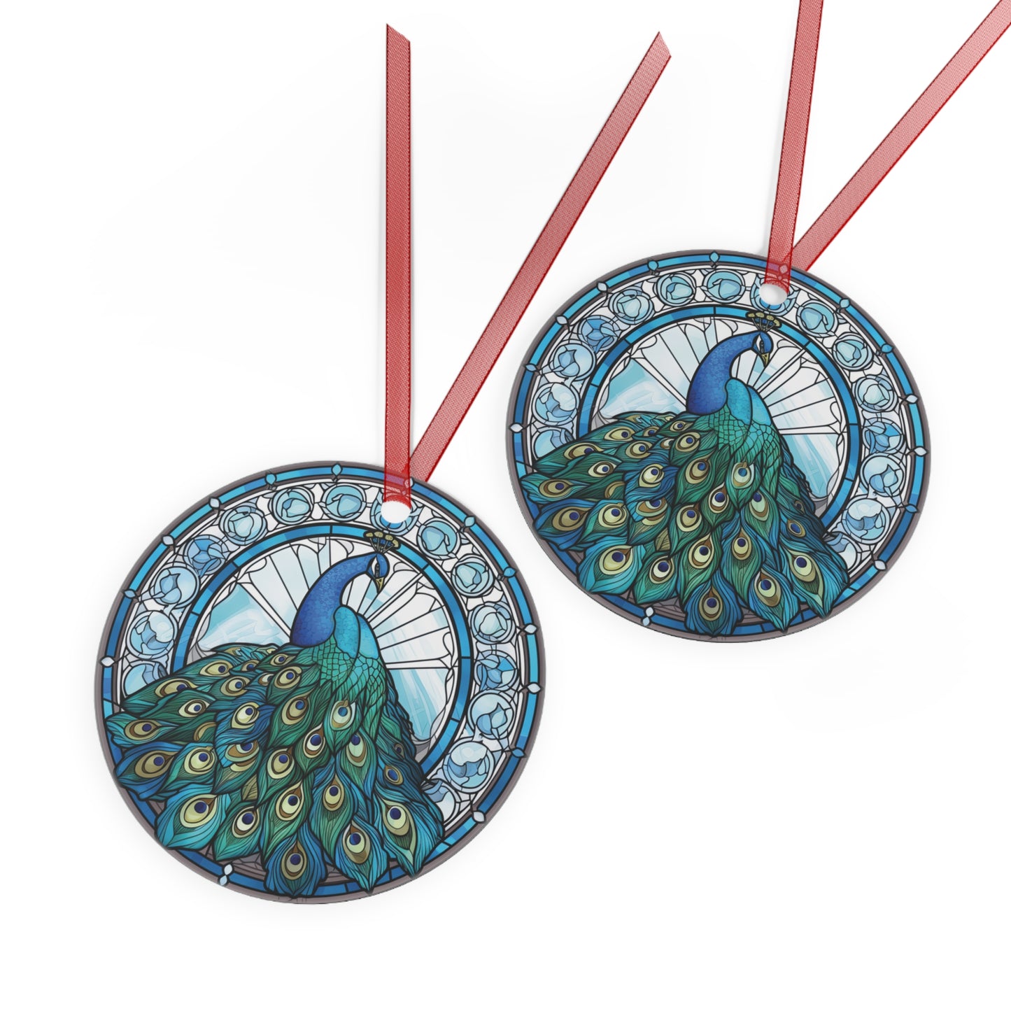Peacock Ornament Stained Glass Style Ornament Lightweight Shaterproof Metal Ornaments Christmas Ornament Exchange Christmas Peacock Feathers