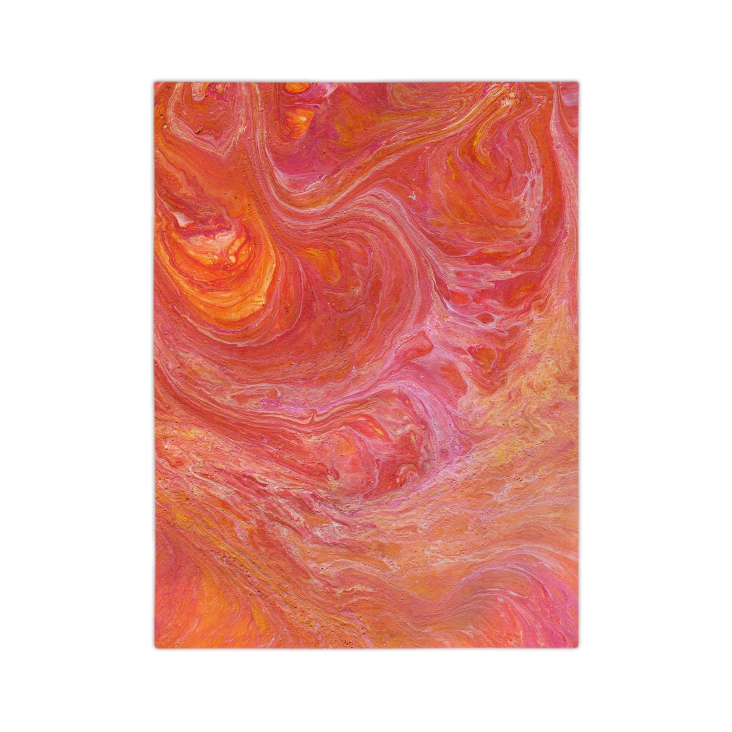Orange Pink Hues Acrylic Fluid Pattern Style Throw Sofa Bed Blanket - Soft Thick Velveteen Minky Throw Blanket