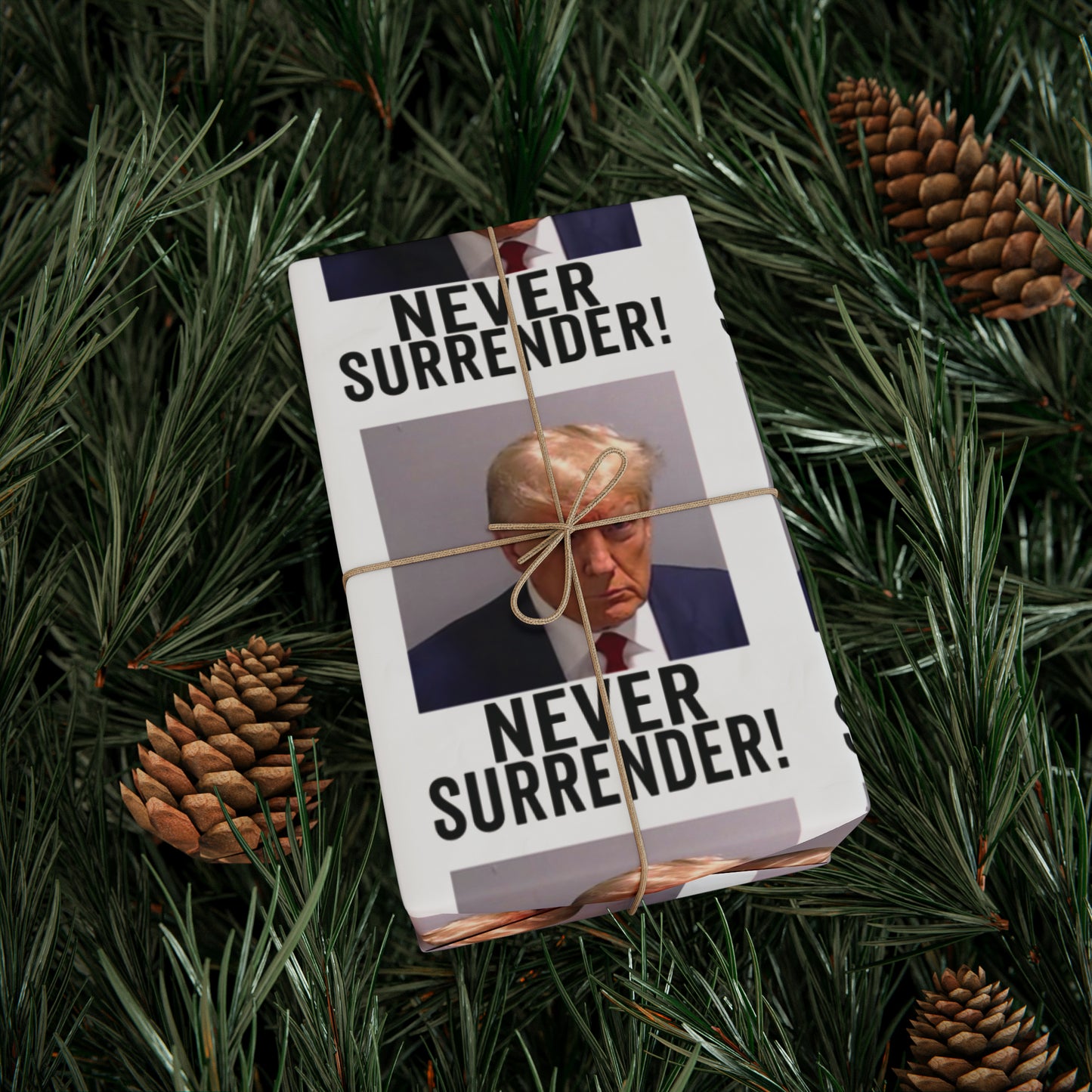 Trump Mugshot Gift Wrap Never Surrender Gift Wrap Trump 2024 Gift Wrap