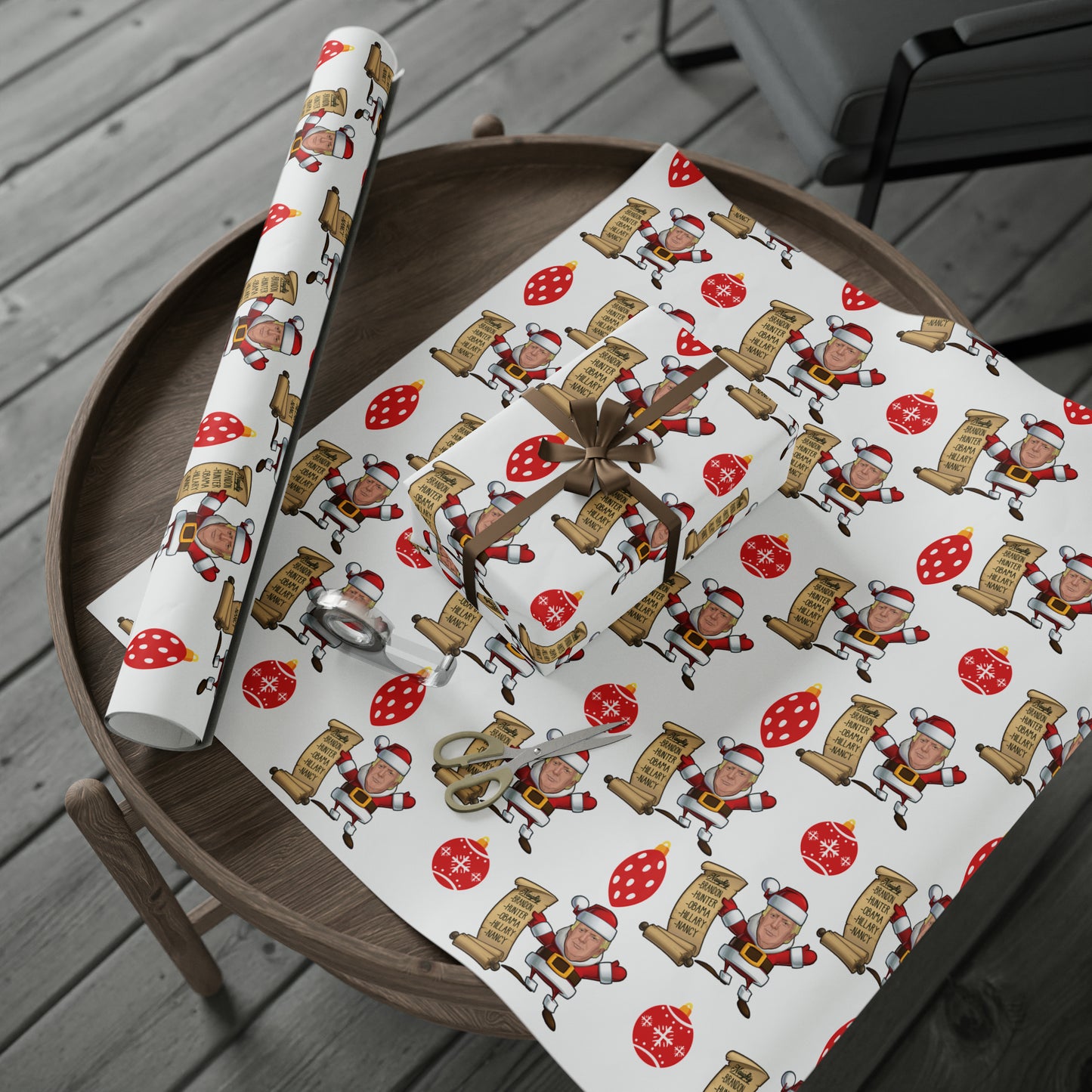 Great Santa Trump Wrapping Paper for Gifts - Trump's Naughty List Christmas Gift Wrap