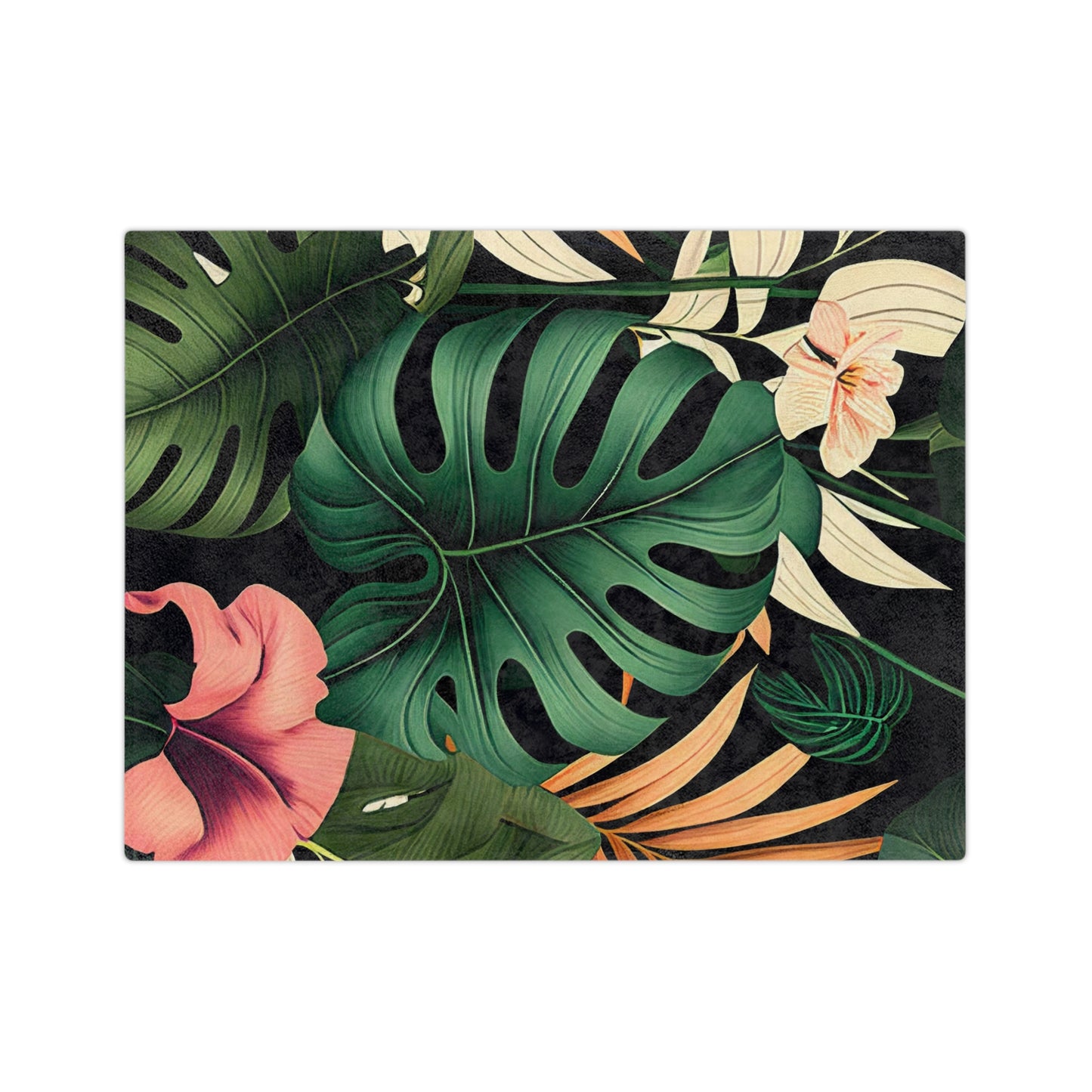 Terrific Tropical Monstera Leaf Pattern Throw Sofa Bed Blanket - Soft Thick Velveteen Minky Throw Blanket