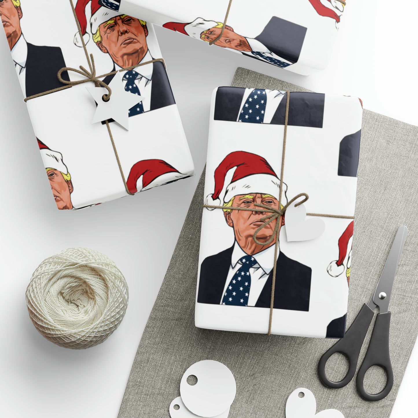 Santa Trump Wrapping Paper for Gifts - Pro Trump Christmas Gift Wrap Christmas Trump 2024 Santa Hat