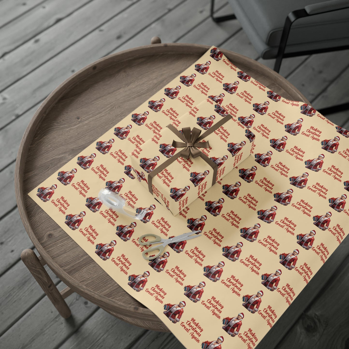 Buff Santa Trump Gift Wrap Merry Christmas Gift Wrap Elf Funny Trump 2024 Trump Wrapping Paper Trump Christmas