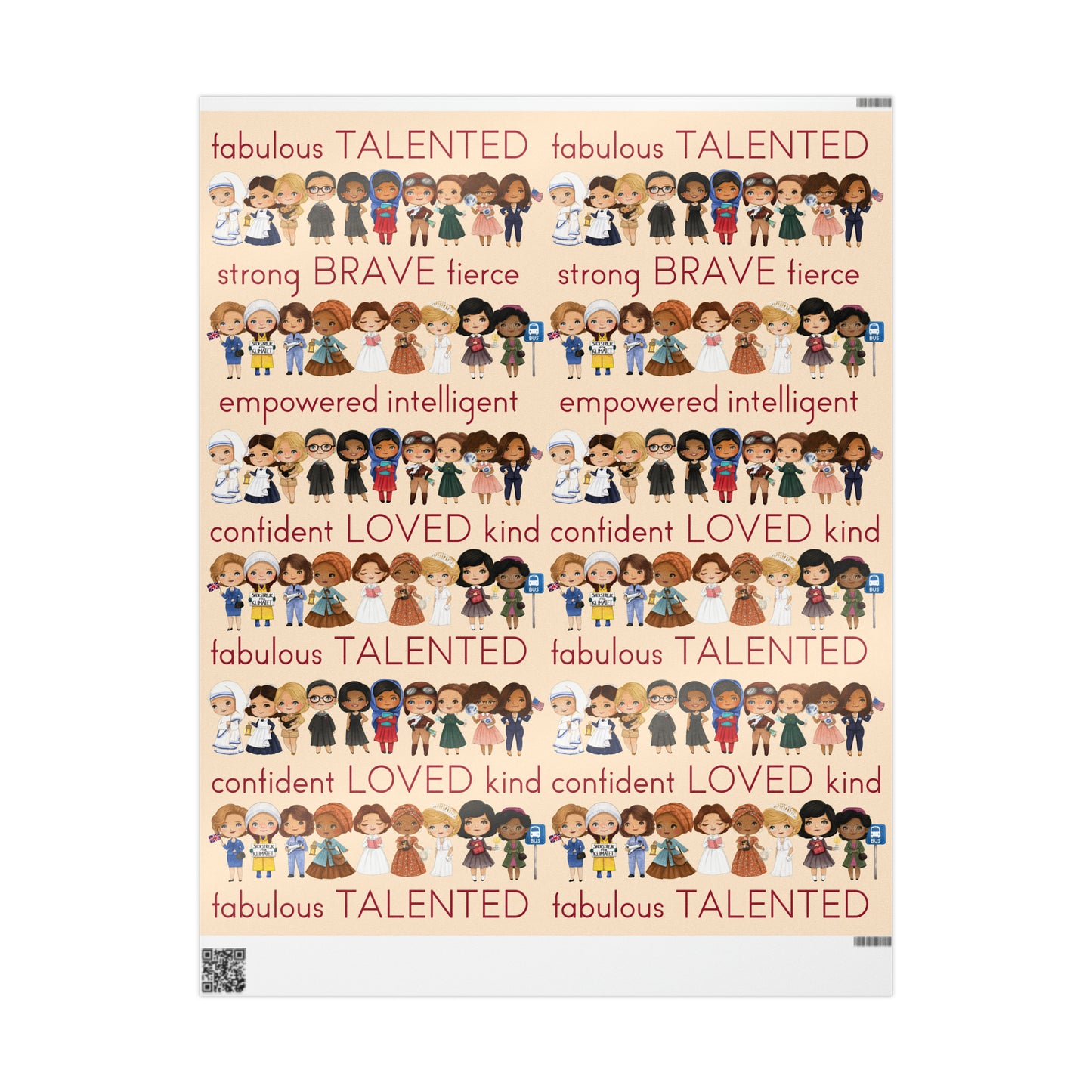 Inspirational Women with Empowering Words Gift Wrap - Strong Influential Women Wrapping Paper